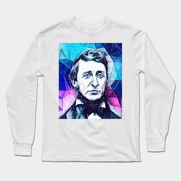 Henry David Thoreau Snowy Portrait | Henry David Thoreau Artwork 5 Long Sleeve T-Shirt by JustLit